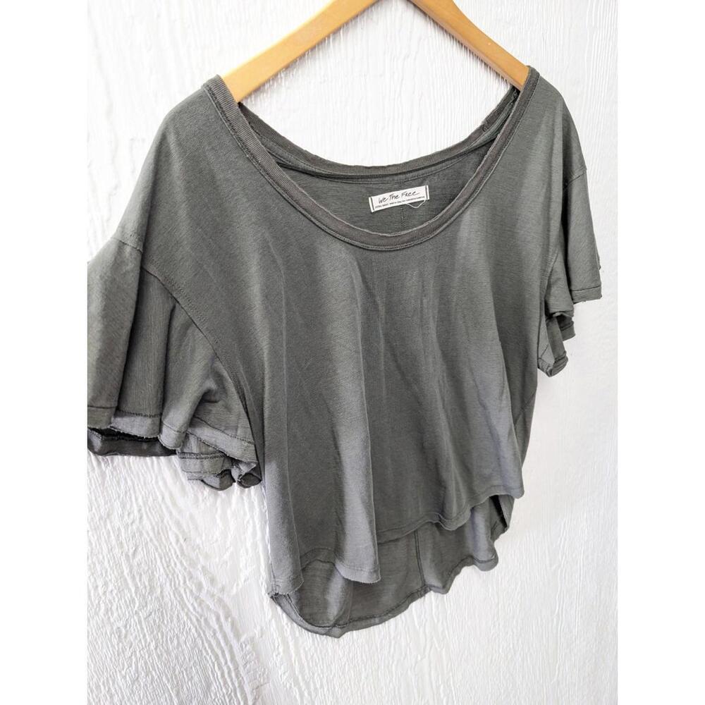 We The Free People Green Ruffle Flutter Sleeve T-shirt Tee Top Hippie Boho XS - Picture 2 of 6